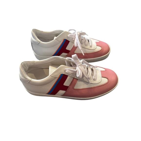 Womens Hermes Boomerang Sneaker Shoes FR 37.5 US 7.5 Purple Burgundy Blue Orange - Picture 3 of 8